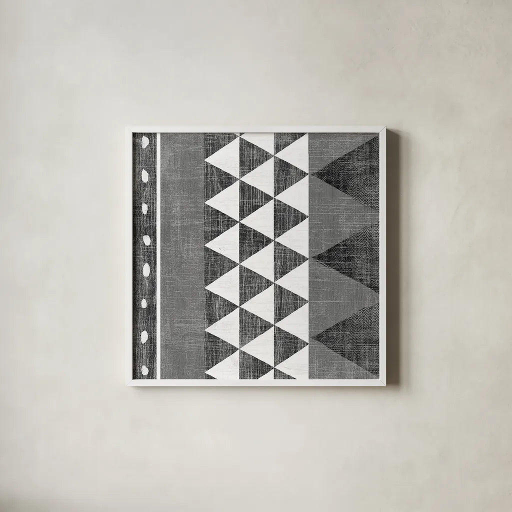 Patterns of the Savanna I BW by Moira Hershey. Shown in a crisp white glass frame for a clean and minimalist style. Available as an archival giclee rolled canvas, fine art paper, or poster print. SKU 38415a.