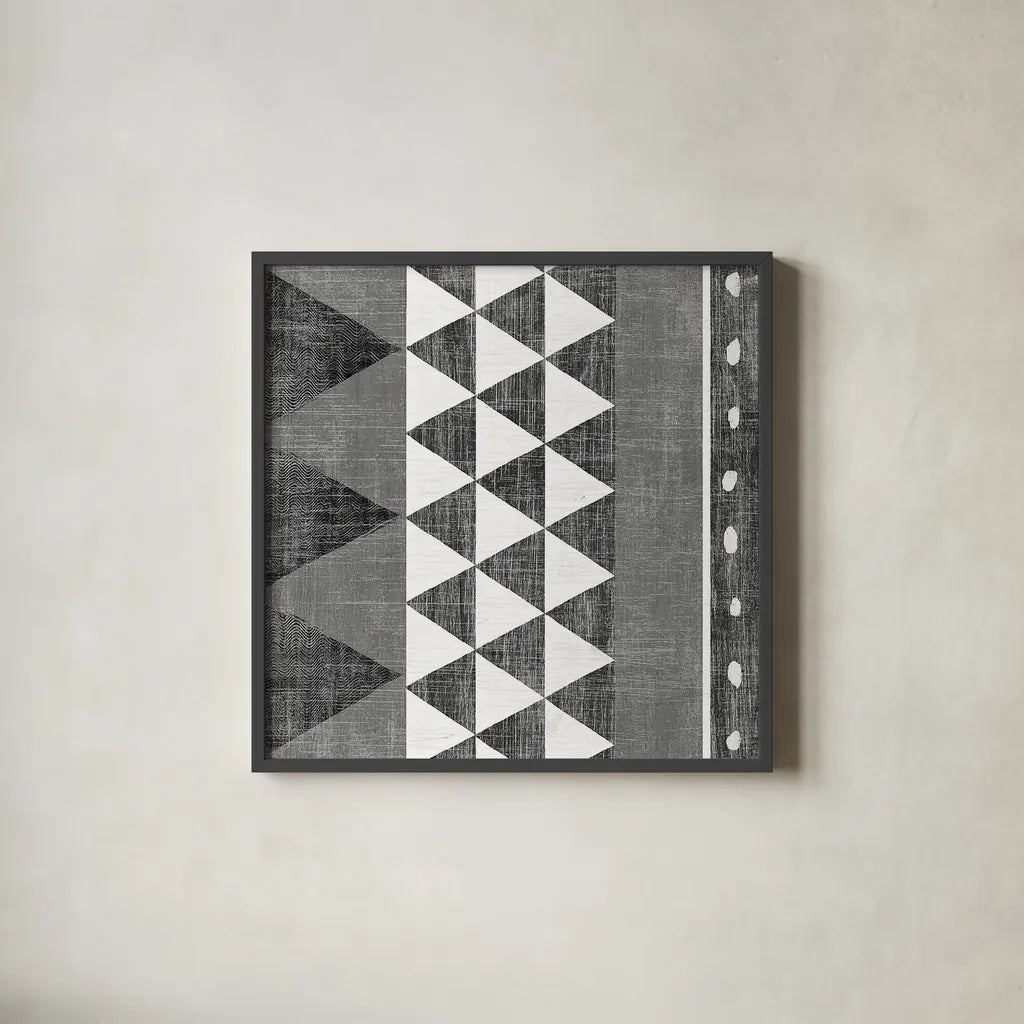 Patterns of the Savanna I BW Mirror by Moira Hershey. Shown in a sleek black glass frame for a contemporary gallery look. Available as an archival giclee rolled canvas, fine art paper, or poster print. SKU 38416a.