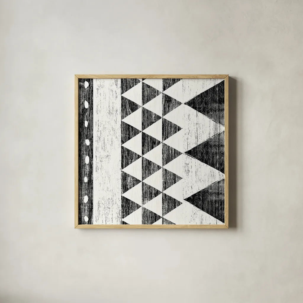 Patterns of the Savanna I No Gray BW by Moira Hershey. Shown in a natural wood glass frame for a timeless modern aesthetic. Available as an archival giclee rolled canvas, fine art paper, or poster print. SKU 32124a.