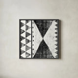 Patterns of the Savanna II No Gray BW by Moira Hershey. Shown in a sleek black glass frame for a contemporary gallery look. Available as an archival giclee rolled canvas, fine art paper, or poster print. SKU 32125a.