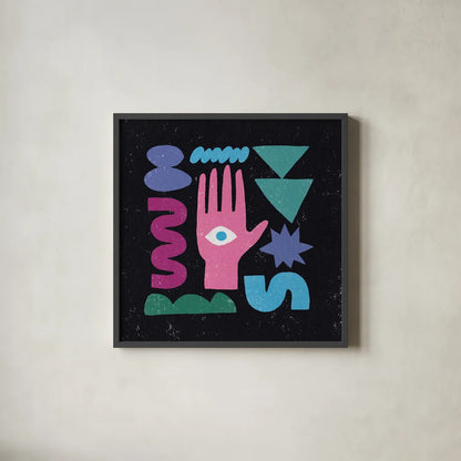 Primitive I by Moira Hershey. Shown in a sleek black glass frame for a contemporary gallery look. Available as an archival giclee rolled canvas, fine art paper, or poster print. SKU 83568a.