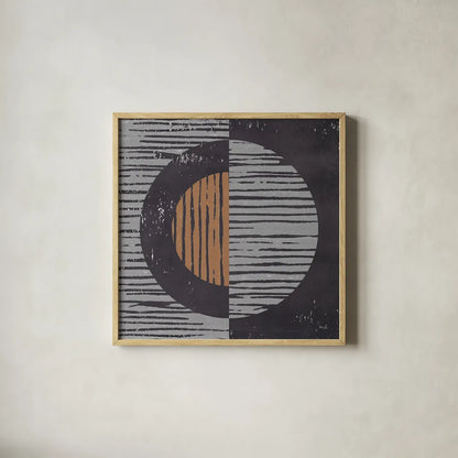 Primitive I Gray by Moira Hershey. Shown in a natural wood glass frame for a timeless modern aesthetic. Available as an archival giclee rolled canvas, fine art paper, or poster print. SKU 66743a.
