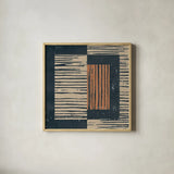 Primitive II by Moira Hershey. Shown in a natural wood glass frame for a timeless modern aesthetic. Available as an archival giclee rolled canvas, fine art paper, or poster print. SKU 55291a.