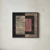Primitive II Terra Cotta by Moira Hershey. Shown in a sleek black glass frame for a contemporary gallery look. Available as an archival giclee rolled canvas, fine art paper, or poster print. SKU 59457a.