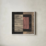 Primitive II Terra Cotta by Moira Hershey. Shown in a crisp white glass frame for a clean and minimalist style. Available as an archival giclee rolled canvas, fine art paper, or poster print. SKU 59457a.