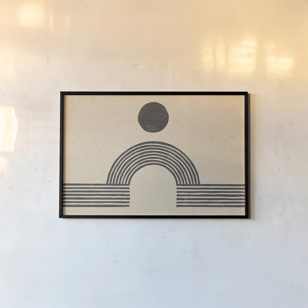 Rainbow Bridge by Moira Hershey. shown as a paper print in a black flame. Available as a archival giclee rolled canvas, fine art paper, or poster print. SKU 56294i.