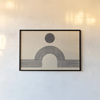 Rainbow Bridge by Moira Hershey. shown as a paper print in a black flame. Available as a archival giclee rolled canvas, fine art paper, or poster print. SKU 56294i.