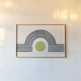 Rainbow Bridge II by Moira Hershey. shown as a paper print in a natural frame. Available as a archival giclee rolled canvas, fine art paper, or poster print. SKU 72247i.