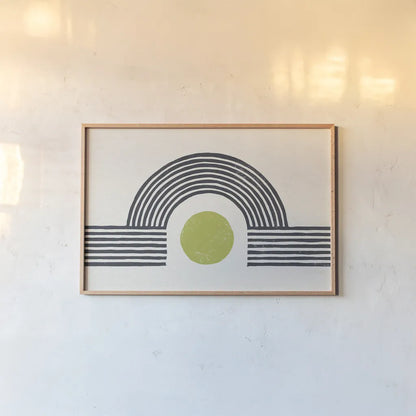 Rainbow Bridge II by Moira Hershey. shown as a paper print in a natural frame. Available as a archival giclee rolled canvas, fine art paper, or poster print. SKU 72247i.