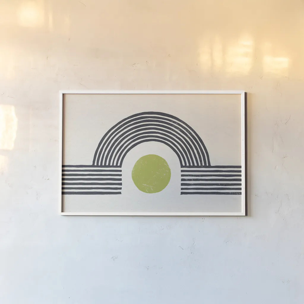 Rainbow Bridge II by Moira Hershey. shown as a paper print in a white frame. Available as a archival giclee rolled canvas, fine art paper, or poster print. SKU 72247i.