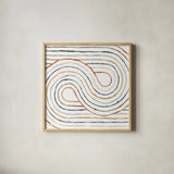 Rainbow Road I by Moira Hershey. Shown in a natural wood glass frame for a timeless modern aesthetic. Available as an archival giclee rolled canvas, fine art paper, or poster print. SKU 55551a.