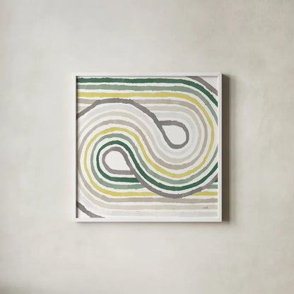 Rainbow Road I Bold Cabana by Moira Hershey. Shown in a crisp white glass frame for a clean and minimalist style. Available as an archival giclee rolled canvas, fine art paper, or poster print. SKU 68248a.