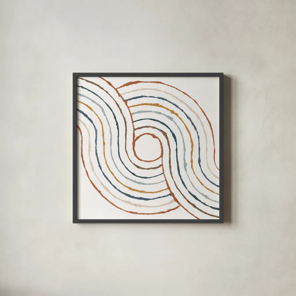 Rainbow Road II by Moira Hershey. Shown in a sleek black glass frame for a contemporary gallery look. Available as an archival giclee rolled canvas, fine art paper, or poster print. SKU 55552a.