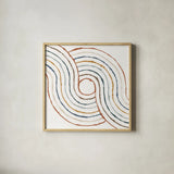 Rainbow Road II by Moira Hershey. Shown in a natural wood glass frame for a timeless modern aesthetic. Available as an archival giclee rolled canvas, fine art paper, or poster print. SKU 55552a.