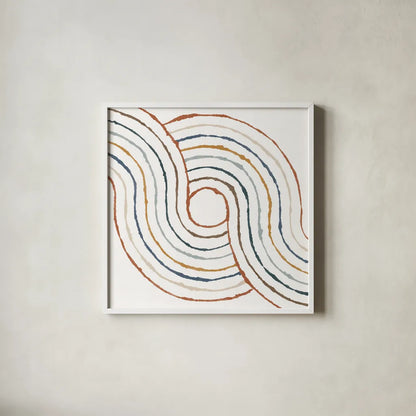 Rainbow Road II by Moira Hershey. Shown in a crisp white glass frame for a clean and minimalist style. Available as an archival giclee rolled canvas, fine art paper, or poster print. SKU 55552a.