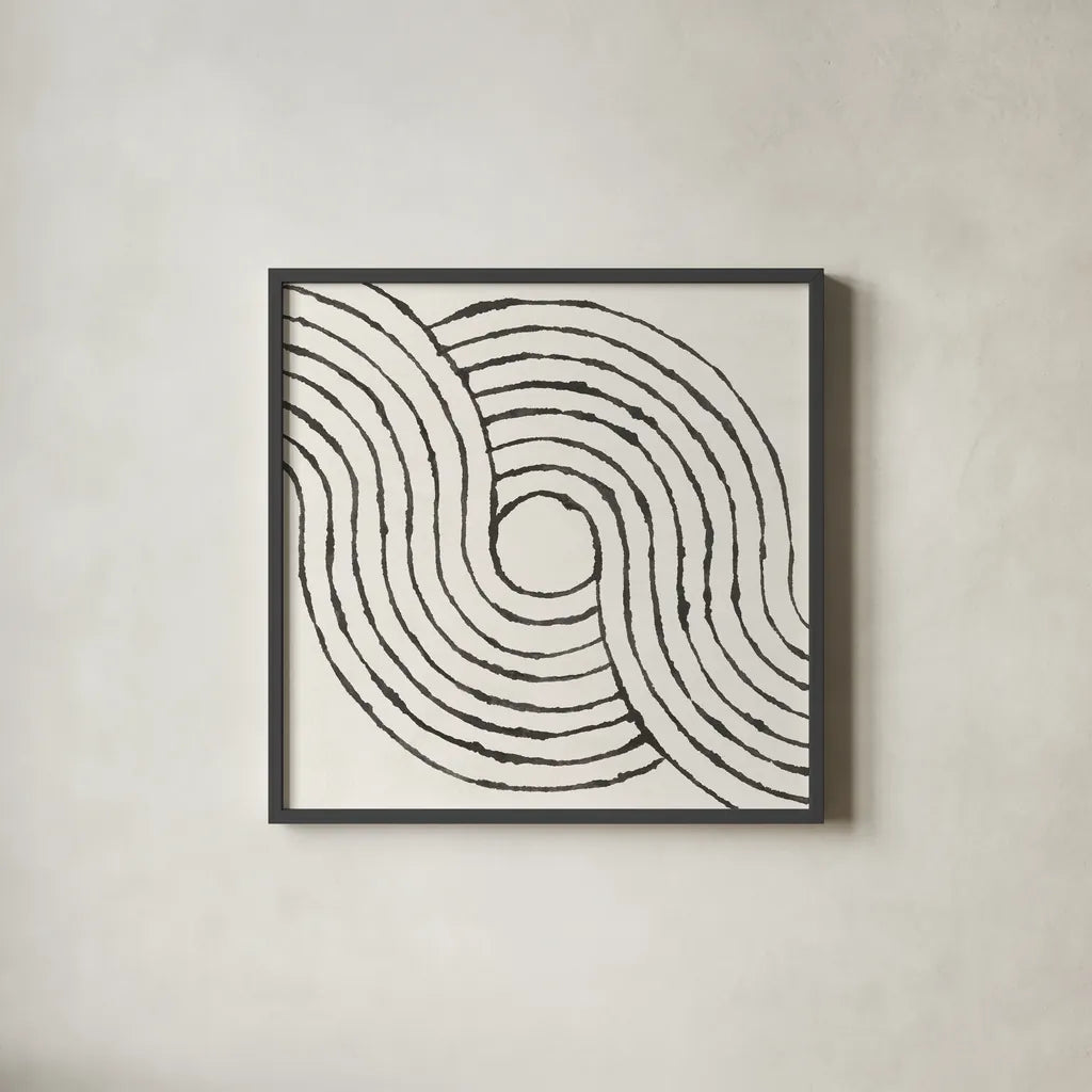 Rainbow Road II BW by Moira Hershey. Shown in a sleek black glass frame for a contemporary gallery look. Available as an archival giclee rolled canvas, fine art paper, or poster print. SKU 56578a.