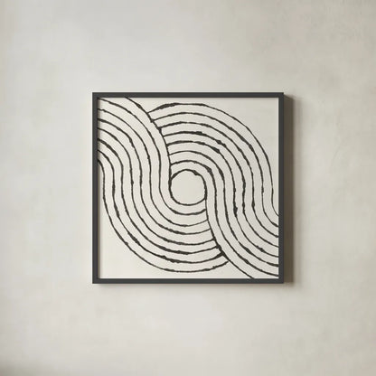 Rainbow Road II BW by Moira Hershey. Shown in a sleek black glass frame for a contemporary gallery look. Available as an archival giclee rolled canvas, fine art paper, or poster print. SKU 56578a.