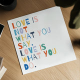 Rainbow Words I by Moira Hershey. Shown as a detailed flat fine art print, highlighting archival giclee quality. Available as an archival giclee rolled canvas, fine art paper, or poster print. SKU 64357a.