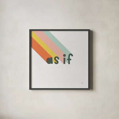 Rainbow Words I Crop by Moira Hershey. Shown in a sleek black glass frame for a contemporary gallery look. Available as an archival giclee rolled canvas, fine art paper, or poster print. SKU 59229a.