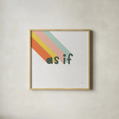 Rainbow Words I Crop by Moira Hershey. Shown in a natural wood glass frame for a timeless modern aesthetic. Available as an archival giclee rolled canvas, fine art paper, or poster print. SKU 59229a.