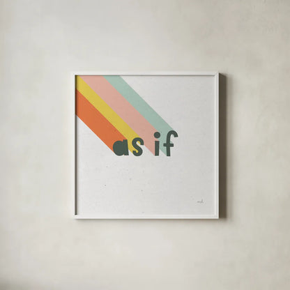 Rainbow Words I Crop by Moira Hershey. Shown in a crisp white glass frame for a clean and minimalist style. Available as an archival giclee rolled canvas, fine art paper, or poster print. SKU 59229a.