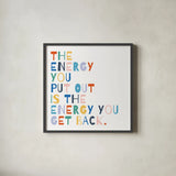 Rainbow Words II by Moira Hershey. Shown in a sleek black glass frame for a contemporary gallery look. Available as an archival giclee rolled canvas, fine art paper, or poster print. SKU 64358a.