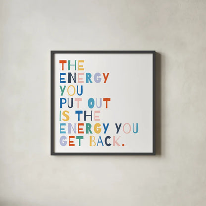 Rainbow Words II by Moira Hershey. Shown in a sleek black glass frame for a contemporary gallery look. Available as an archival giclee rolled canvas, fine art paper, or poster print. SKU 64358a.