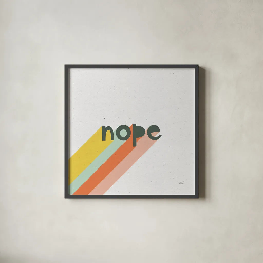 Rainbow Words III Crop by Moira Hershey. Shown in a sleek black glass frame for a contemporary gallery look. Available as an archival giclee rolled canvas, fine art paper, or poster print. SKU 59231a.