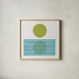 Reflection I Green by Moira Hershey. Shown in a natural wood glass frame for a timeless modern aesthetic. Available as an archival giclee rolled canvas, fine art paper, or poster print. SKU 72250a.