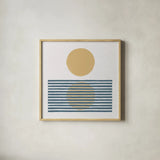 Reflection I Yellow by Moira Hershey. Shown in a natural wood glass frame for a timeless modern aesthetic. Available as an archival giclee rolled canvas, fine art paper, or poster print. SKU 66736a.