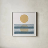 Reflection I Yellow by Moira Hershey. Shown in a crisp white glass frame for a clean and minimalist style. Available as an archival giclee rolled canvas, fine art paper, or poster print. SKU 66736a.
