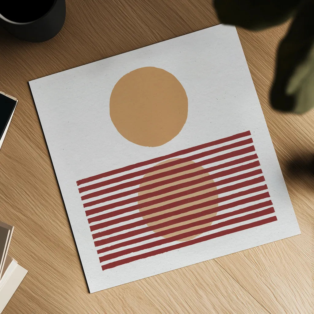 Reflection I Yellow Red by Moira Hershey. Shown as a detailed flat fine art print, highlighting archival giclee quality. Available as an archival giclee rolled canvas, fine art paper, or poster print. SKU 70332a.