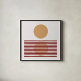 Reflection I Yellow Red by Moira Hershey. Shown in a sleek black glass frame for a contemporary gallery look. Available as an archival giclee rolled canvas, fine art paper, or poster print. SKU 70332a.