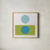Reflection II Green by Moira Hershey. Shown in a natural wood glass frame for a timeless modern aesthetic. Available as an archival giclee rolled canvas, fine art paper, or poster print. SKU 72251a.