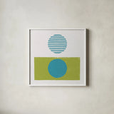 Reflection II Green by Moira Hershey. Shown in a crisp white glass frame for a clean and minimalist style. Available as an archival giclee rolled canvas, fine art paper, or poster print. SKU 72251a.