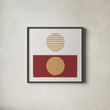 Reflection II Red Yellow by Moira Hershey. Shown in a sleek black glass frame for a contemporary gallery look. Available as an archival giclee rolled canvas, fine art paper, or poster print. SKU 70333a.