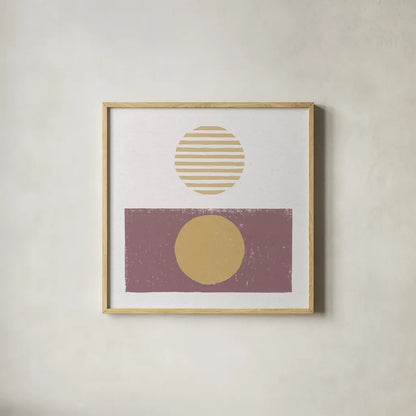 Reflection II Yellow by Moira Hershey. Shown in a natural wood glass frame for a timeless modern aesthetic. Available as an archival giclee rolled canvas, fine art paper, or poster print. SKU 66737a.