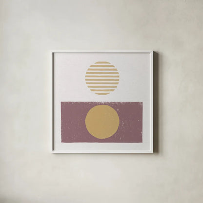 Reflection II Yellow by Moira Hershey. Shown in a crisp white glass frame for a clean and minimalist style. Available as an archival giclee rolled canvas, fine art paper, or poster print. SKU 66737a.