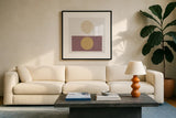 Reflection II Yellow by Moira Hershey. Displayed in a glass frame with matte in a clean modern living room. Available as an archival giclee rolled canvas, fine art paper, or poster print. SKU 66737a.
