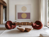 Reflection II Yellow by Moira Hershey. Shown as extra-large giant wall art in a modern living room. Available as an archival giclee rolled canvas, fine art paper, or poster print. SKU 66737a.