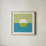 Reflection III Green by Moira Hershey. Shown in a natural wood glass frame for a timeless modern aesthetic. Available as an archival giclee rolled canvas, fine art paper, or poster print. SKU 72252a.