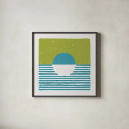 Reflection IV Green by Moira Hershey. Shown in a sleek black glass frame for a contemporary gallery look. Available as an archival giclee rolled canvas, fine art paper, or poster print. SKU 72253a.