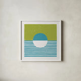 Reflection IV Green by Moira Hershey. Shown in a crisp white glass frame for a clean and minimalist style. Available as an archival giclee rolled canvas, fine art paper, or poster print. SKU 72253a.