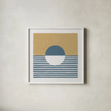 Reflection IV Yellow by Moira Hershey. Shown in a crisp white glass frame for a clean and minimalist style. Available as an archival giclee rolled canvas, fine art paper, or poster print. SKU 66739a.