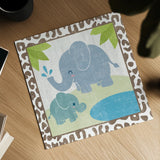 Safari Fun Elephant by Moira Hershey. Shown as a detailed flat fine art print, highlighting archival giclee quality. Available as an archival giclee rolled canvas, fine art paper, or poster print. SKU 19924a.