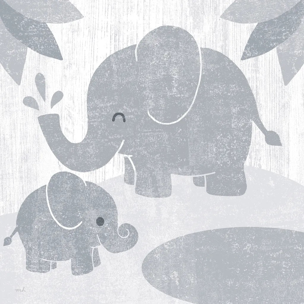 Safari Fun Elephant Gray no Border by Moira Hershey. SKU 49895a. Archival Giclee Fine art print for wall decor.