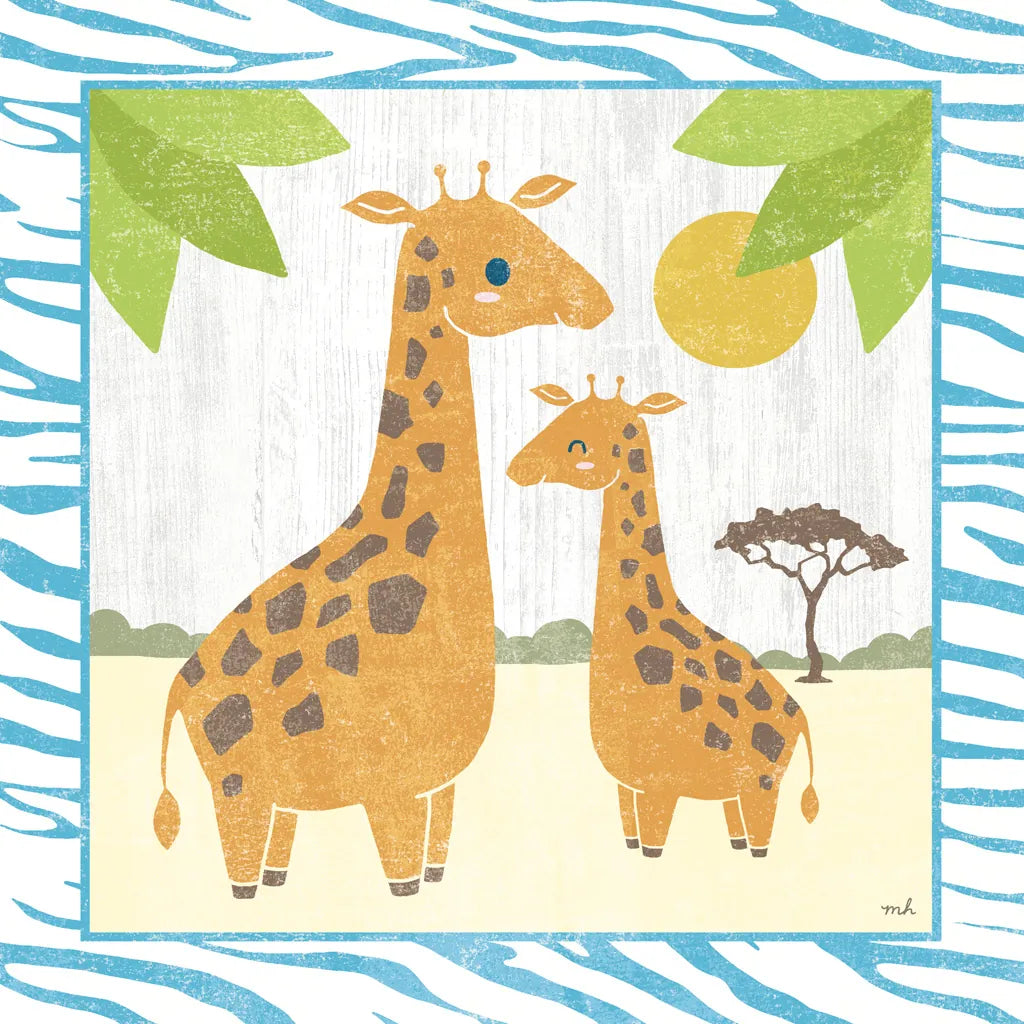 Safari Fun Giraffe by Moira Hershey. SKU 19923a. Archival Giclee Fine art print for wall decor.