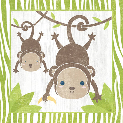 Safari Fun Monkey by Moira Hershey. SKU 19926a. Archival Giclee Fine art print for wall decor.