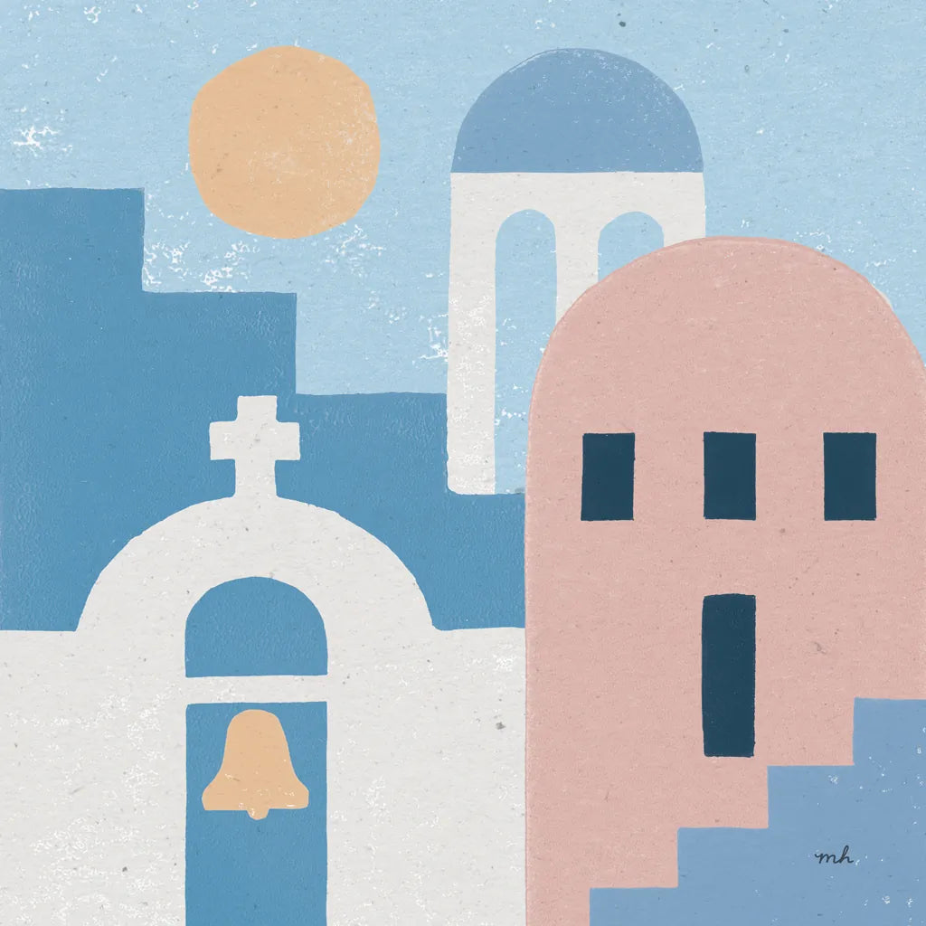 Santorini Summer II Sq by Moira Hershey. SKU 80667a. Archival Giclee Fine art print for wall decor.