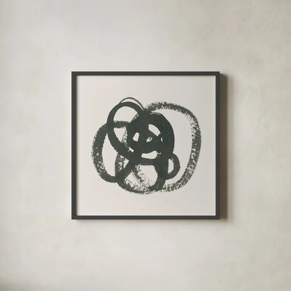 Scribbly Black I by Moira Hershey. Shown in a sleek black glass frame for a contemporary gallery look. Available as an archival giclee rolled canvas, fine art paper, or poster print. SKU 54586a.